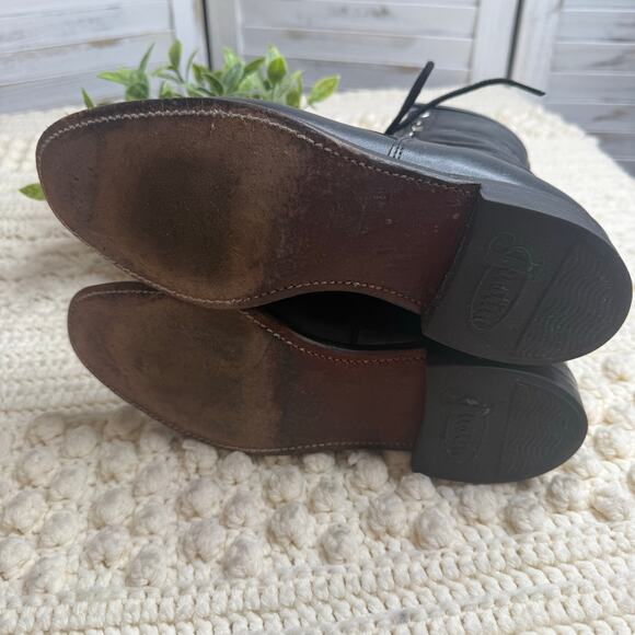 JUSTIN Boot Women's 6.5 Lace Up Roper Kiltie Boot Black Steampunk Cowgirl Combat - Picture 11 of 14